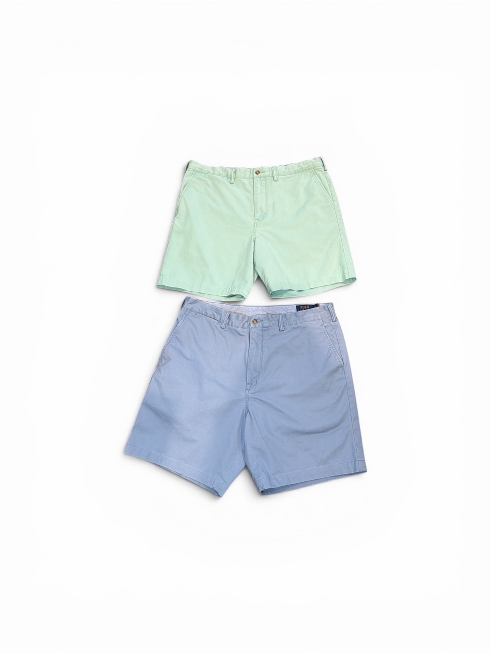 Ralph Lauren Men's Pastel Green & Pastel Blue Flat-Front Shorts